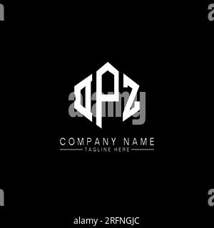 Logo DPZ Letter con forma poligonale. Design del logo a forma di cubo e poligono DPZ. Modello logo vettoriale esagonale DPZ colori bianco e nero. Monogr. DPZ Illustrazione Vettoriale