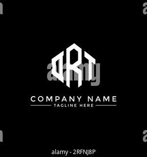 Logo DRT Letter con forma poligonale. Design del logo DRT a forma di cubo e poligono. Template logo vettoriale esagonale DRT colori bianco e nero. DRT monogr Illustrazione Vettoriale