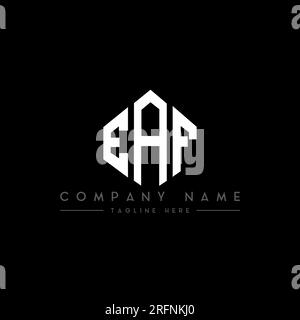 Logo EAF Letter con forma poligonale. Design con logo a forma di cubo e poligono EAF. Modello con logo vettoriale esagonale EAF in bianco e nero. Monogr. EAF Illustrazione Vettoriale