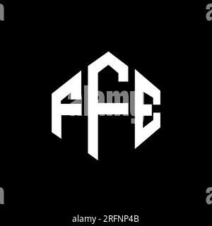 Logo FFE Letter con forma poligonale. Design con logo a forma di cubo e poligono FFE. Modello con logo vettoriale esagonale FFE in bianco e nero. FFE monogr Illustrazione Vettoriale