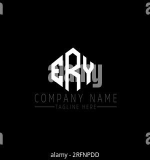 Logo a lettera ERY con forma poligonale. Design del logo a forma di cubo e poligono di ERY. Modello con logo vettoriale esagonale di colore bianco e nero. ERY monogr Illustrazione Vettoriale