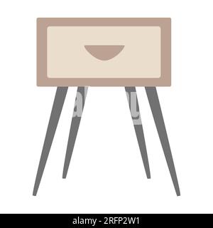 Comodino, elemento di design interno per soggiorno o mobile, illustrazione vettoriale piatta Illustrazione Vettoriale