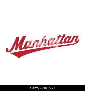 Design lettering Manhattan. Manhattan, New York, design tipografico. Vettore e illustrazione. Illustrazione Vettoriale