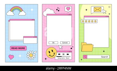 Set di banner vaporwave retro Illustrazione Vettoriale