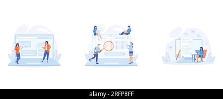 Creazione di blog, avvio di Personal Lifestyle Vlog, gestione dei contenuti, blog e copywriting. impostare l'illustrazione moderna a vettore piatto Illustrazione Vettoriale