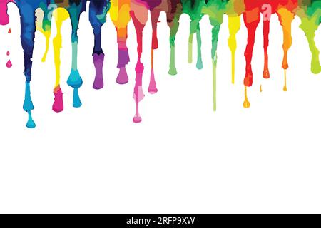 Colorazione gradiente arcobaleno ad acquerello astratto. Gocce di acquerello isolate su sfondo bianco. Illustrazione Vettoriale