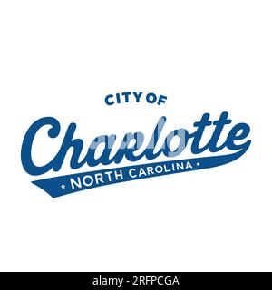 Design lettering della città di Charlotte. Charlotte, North Carolina, disegno tipografico. Vettore e illustrazione. Illustrazione Vettoriale