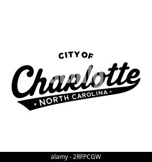 Design lettering della città di Charlotte. Charlotte, North Carolina, disegno tipografico. Vettore e illustrazione. Illustrazione Vettoriale