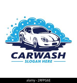Concetto di design del logo Car Wash. Illustrazione vettoriale. Illustrazione Vettoriale