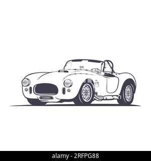 Shelby Cobra Car Design Template. Auto sportiva d'epoca classica. Vettore e illustrazione. Illustrazione Vettoriale