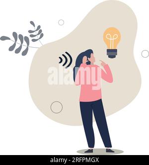 Ascolto attivo, capacità di comunicazione per elaborare le informazioni per l'efficacia del lavoro, coinvolgere o conoscere il concetto di discussione o conversazione.vettore piatto Illustrazione Vettoriale