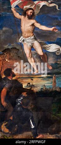 Cristo risorto , particolare dal Polittico Averoldi - olio su tavola - Tiziano Vecellio - 1522 - Brescia, chiesa dei SS. Nazzaro e Celso Foto Stock