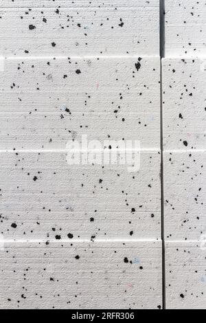 Foto astratta con trama ravvicinata del bianco compresso con blocchi di polistirolo a punti neri Foto Stock
