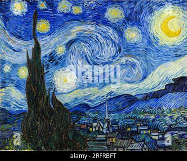 Van Gogh, notte stellata, dipinto ,1889 Foto Stock