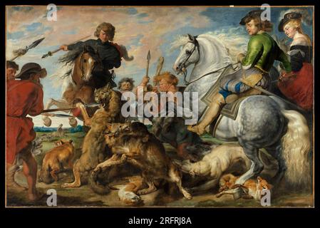 Wolf e Fox Hunt. Peter Paul Rubens. ca. 1616 Foto Stock