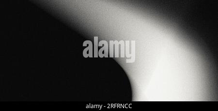 Striscione dell'intestazione di pagina Web con grana nera e grana grigia, bianco e nero, luminoso spazio per la copia a onde astratte Foto Stock