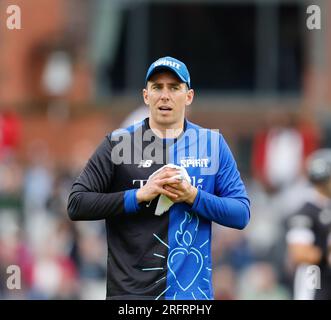 Manchester, Regno Unito. 5 agosto 2023. 5 agosto 2023; Old Trafford Cricket Ground, Manchester, Inghilterra: The Hundred Mens Cricket, Manchester Originals vs London Spirit; Dan Lawrence (C) of London Spirit Credit: Action Plus Sports Images/Alamy Live News Foto Stock