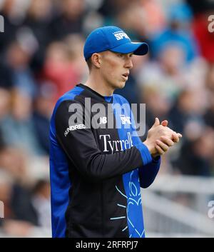 Manchester, Regno Unito. 5 agosto 2023. 5 agosto 2023; Old Trafford Cricket Ground, Manchester, Inghilterra: The Hundred Mens Cricket, Manchester Originals vs London Spirit; Zak Crawley of London Spirit Credit: Action Plus Sports Images/Alamy Live News Foto Stock