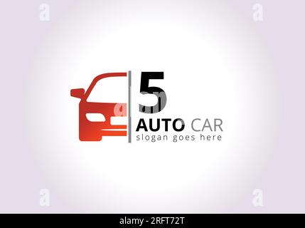 Lettera 5 ispirazione per il modello di design del logo dell'auto, illustrazione vettoriale, logo del veicolo, logo automobilistico Illustrazione Vettoriale