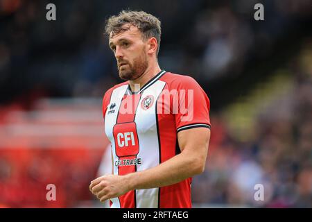 Sheffield, Regno Unito. 5 agosto 2023. Il difensore dello Sheffield United Jack Robinson (19) durante l'amichevole di pre-stagione dello Sheffield United FC vs VfB Stuttgart FC a Bramall Lane, Sheffield, Regno Unito il 5 agosto 2023 Credit: Every Second Media/Alamy Live News Foto Stock