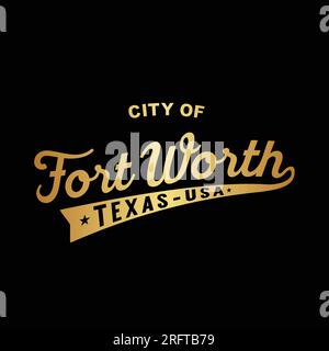 Design delle lettere della città di Fort Worth. Design tipografico di Fort Worth. Vettore e illustrazione. Illustrazione Vettoriale