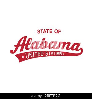 Design delle lettere dello stato dell'Alabama. Alabama, Stati Uniti, progettazione tipografica. Alabama, text design. Vettore e illustrazione. Illustrazione Vettoriale