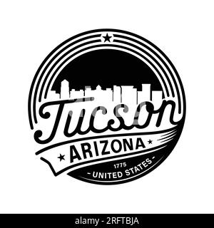 Città di Tucson. Logotipo Tucson Arizona. Vettore e illustrazione. Illustrazione Vettoriale