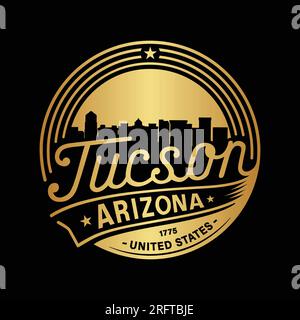 Città di Tucson. Logotipo Tucson Arizona. Vettore e illustrazione. Illustrazione Vettoriale