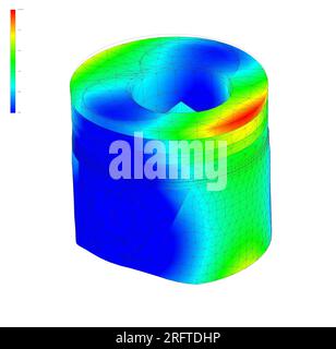 Metodo a elementi finiti, FEM, analisi del motore a combustione a pistone, test del movimento di trazione Foto Stock