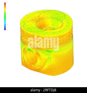 Metodo a elementi finiti, FEM, analisi del motore a combustione a pistone, test del movimento di trazione Foto Stock