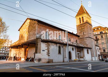 Ginevra, Svizzera - 24 marzo 2022: Vista dall'esterno del St Chiesa protestante Gervais a Ginevra, Svizzera. Foto Stock