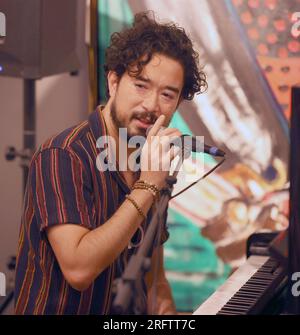 New Orleans, USA. 5 agosto 2023. Il pianista Oscar Rossignoli si esibisce all'interno del New Orleans Jazz Museum durante il Satchmo Summerfest all'Old U.S. Mint a New Orleans, Louisiana, sabato 5 agosto 2023. (Foto di Peter G. Forest/Sipa USA) credito: SIPA USA/Alamy Live News Foto Stock