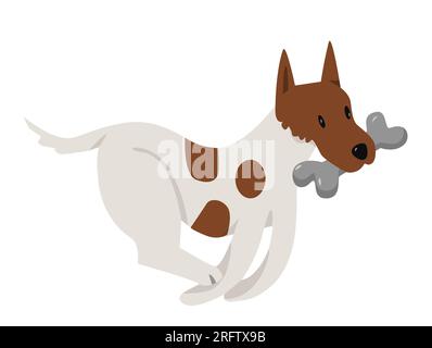 Cane da corsa con osso. Giocare a Doggy, il migliore amico di famiglia, illustrazione vettoriale Illustrazione Vettoriale