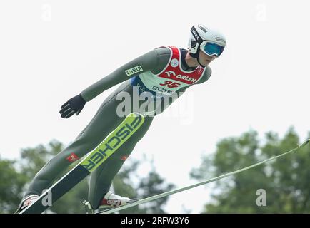 Szczyrk, Polonia. 5 agosto 2023. Iver Olaussen durante la gara individuale del FIS Ski Jumping Summer Grand Prixp a Wisla. (Foto di Damian Klamka/SOPA Images/Sipa USA) credito: SIPA USA/Alamy Live News Foto Stock