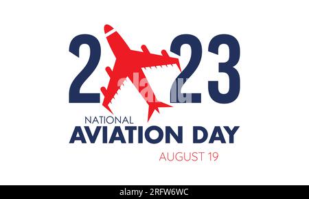Illustrazione del design vettoriale del Concept National Aviation Day 2023. Concetto di aviazione aerea per il patriottismo spaziale, aereo o militare Illustrazione Vettoriale