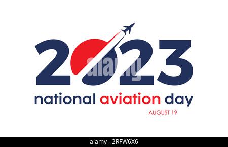 Illustrazione del design vettoriale del Concept National Aviation Day 2023. Concetto di aviazione aerea per il patriottismo spaziale, aereo o militare Illustrazione Vettoriale