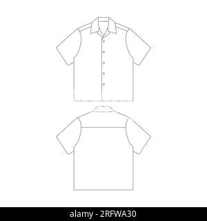 Modello camicia da campeggio disegno vettoriale modello piatto per la collezione di abbigliamento Illustrazione Vettoriale