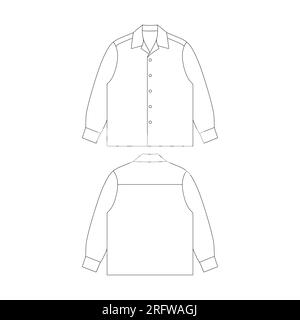 Modello camicia da campeggio a manica lunga illustrazione vettoriale design piatto per una collezione di abbigliamento Illustrazione Vettoriale