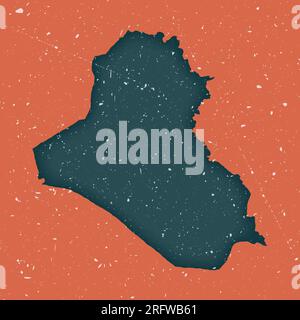 Mappa vintage della Repubblica dell'Iraq. Mappa grunge del paese con texture in difficoltà. Poster della Repubblica dell'Iraq. Illustrazione vettoriale. Illustrazione Vettoriale