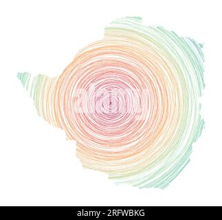 Mappa dello Zimbabwe piena di cerchi concentrici. Disegna cerchi di stile a forma di paese. Illustrazione vettoriale. Illustrazione Vettoriale