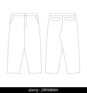 modello pantaloni larghi disegno vettoriale modello piatto per la collezione di abbigliamento Illustrazione Vettoriale