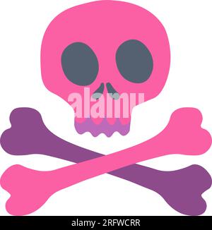 Cranio e ossa incrociate, vettore emblema pirata Illustrazione Vettoriale