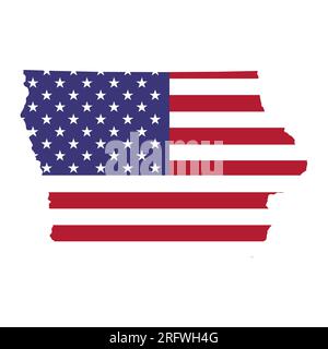 Iowa mappa forma, stati uniti d'america. Illustrazione vettoriale simbolo icona concetto piatto . Illustrazione Vettoriale