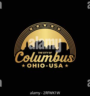 La città di Columbus, Ohio, USA. Modello di design del logo. Vettore e illustrazione. Illustrazione Vettoriale