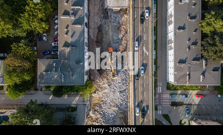 Lavori di ricostruzione dei viadotti presso l'arteria Lazienkowska a Saska Kepa, Varsavia, Polonia Foto Stock