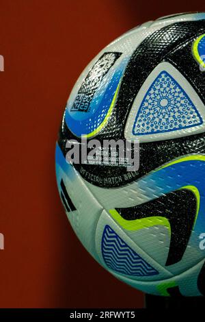 Melbourne, Aus. 6 agosto 2023. Melbourne, Australia, 6 agosto 2023: Il pallone prima della Coppa del mondo femminile FIFA 2023 Round of 16 partita di calcio tra Svezia e Stati Uniti al Melbourne Rectangular Stadium (AAMI Park) di Melbourne, Australia. (NOE Llamas/SPP) credito: SPP Sport Press Photo. /Alamy Live News Foto Stock