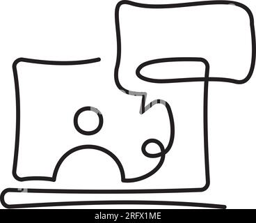 Istruzione online una linea, portatile una linea, parlare una linea. Semplice icona vettoriale a una riga Illustrazione Vettoriale