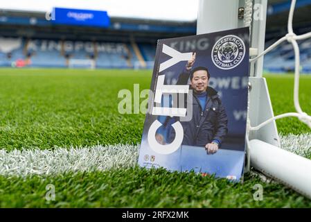 King Power Stadium, Leicester, Regno Unito. 6 agosto 2023. EFL Championship Football, Leicester City contro Coventry City; il programma delle partite di oggi con il goal post Credit: Action Plus Sports/Alamy Live News Foto Stock