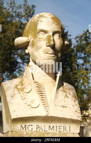 Lecce, Italy. Bust of the 18th century economist and politician Giuseppe Palmieri in Giuseppe Garibaldi Park/ Villa Comunale. Stock Photo