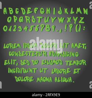 Font verde Imposta alfabeto completo Illustrazione Vettoriale